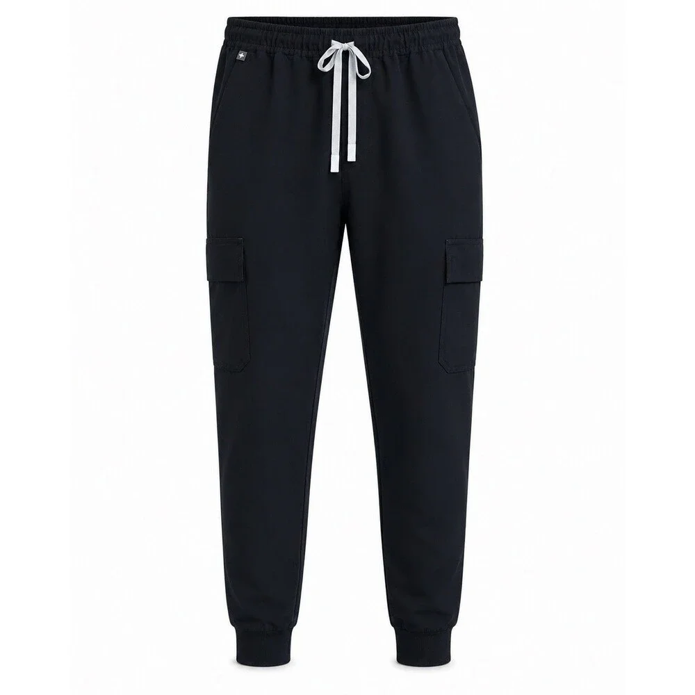 FIGS Tansen Cargo Joggers Scrub Pants Mens XL Black Drawstring Pockets Stretch